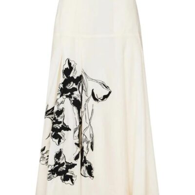 MOS The Label Lis Embroidery Midi Skirt