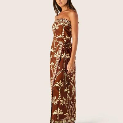 MOS The Label Deia Print Strapless Dress