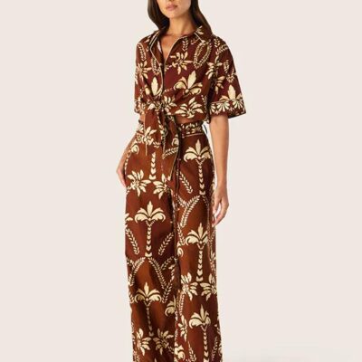 MOS The Label Deia Print Tie Front Shirt