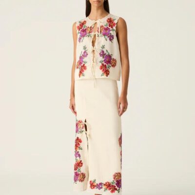 MOS The Label Frida Embroidery Maxi Skirt