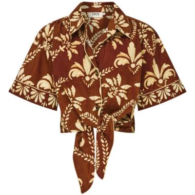 MOS The Label Deia Print Tie Front Shirt | MOS The Label