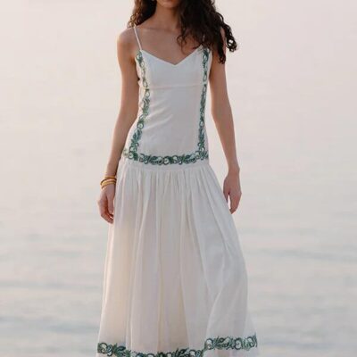 MOS The Label Porto Embroidery Strappy Dress | MOS The Label